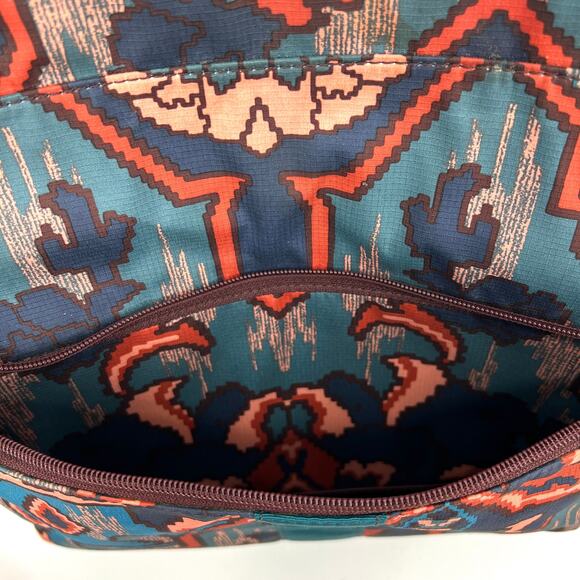 Fossil Large Tote Jenna Shopper Blue Multi Purse Double Handle With Key Charm - Picture 6 of 11